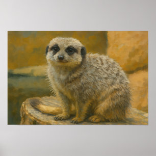 Poster Estilidade vigilante - Retrato Realista Meerkat