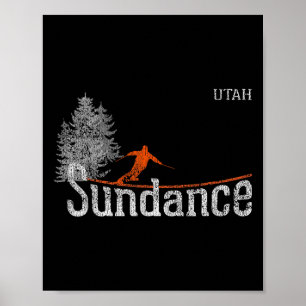 Poster Estilo 1980s Sundance Utah Vintage Skiing