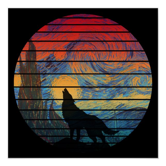 PÓSTER ESTILO ABSTRATO DO UIVO DO LOBO (Frente)