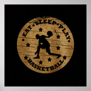 Poster estilo angustiado de vintage de basquete