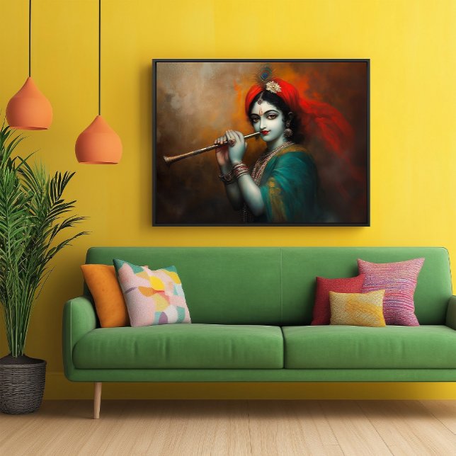 Poster Estilo Antiquado Barroco do Senhor Divino Krishna (Criador carregado)