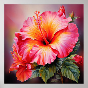 Poster Estilo aquarela de Hibiscus