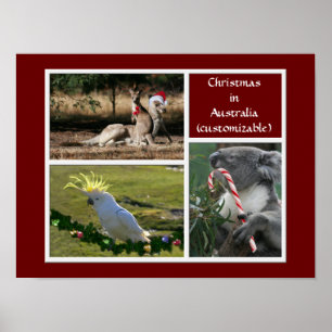 Póster Estilo australiano dos animais do Natal -