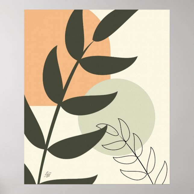 Poster Estilo Boho Folha Abstrata (Frente)