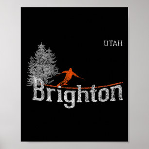 Poster Estilo Brighton Utah Vintage Skiing 1980