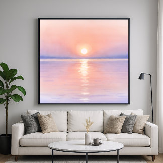 Poster Estilo de Aquarela Sol - Arte de Paisagem Marítima