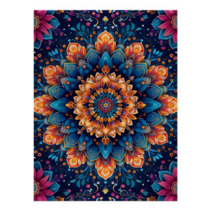 Póster Estilo de Arte Digital Flor de Mandala-23907