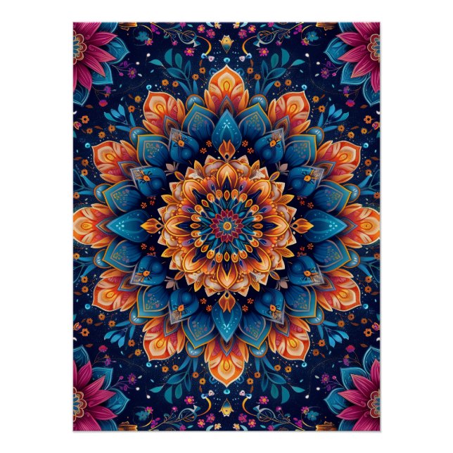 Póster Estilo de Arte Digital Flor de Mandala-23907 (Frente)