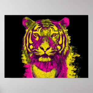 Poster Estilo de arte do tigre Dayglo
