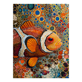 Póster Estilo de Arte Ponto Aborigine Clownfish