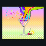 POSTER ESTILO DE ARTE POP SEXTA MARTINI<br><div class="desc">O Martini vai para a Pop Art com o vidro martini pop de arte retrô, ao estilo retro, que está a rebentar com gráficos coloridos do estilo 60, no estilo Amarelo Submarino. Um martini contemporâneo consegue uma pequena remodelação do poder das flores e algumas granjas divertidas são lançadas para criar...</div>