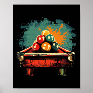 Poster Estilo de banda desenhada Billiard no interior dos