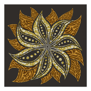 Póster Estilo de Batik Floral Abstrato africano