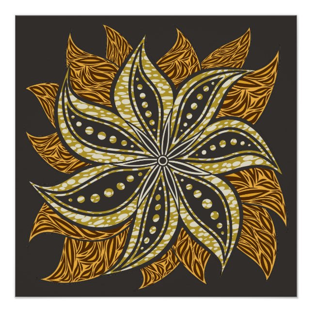 Póster Estilo de Batik Floral Abstrato africano (Frente)