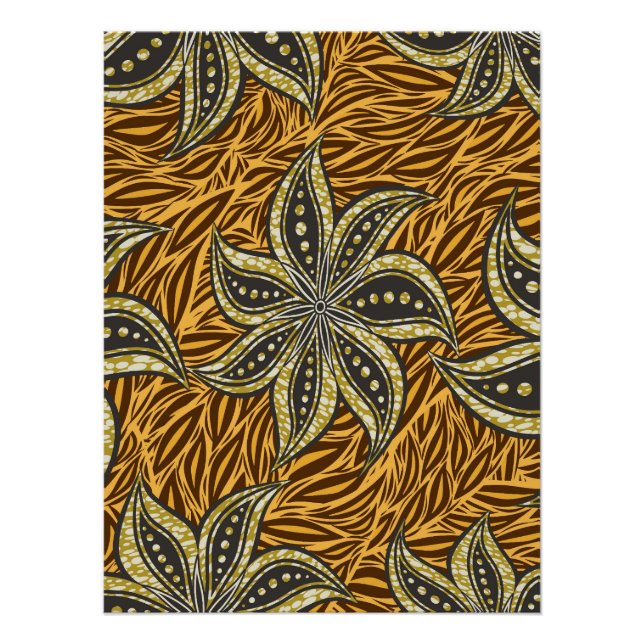Póster Estilo de Batik Floral Abstrato africano (Frente)