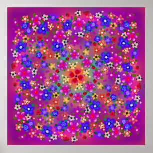 Poster Estilo de Boho das Flores Multicolores bonito