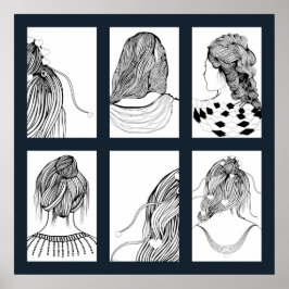 Póster Estilo de Cabelo de Menina Bonita