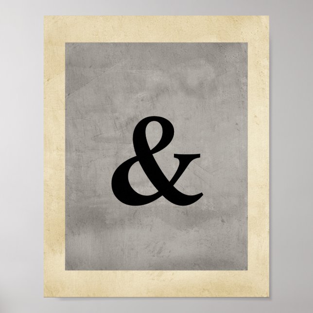 Poster estilo de chique de cinza angustiada de ampersand  (Frente)