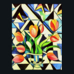 Poster Estilo de Deco de Arte Artística Tulipas<br><div class="desc">Estilo de Deco de Arte Artística Tulips é uma pintura de estilo geométrico de flores de primavera vermelhas em um fundo azul. Uma design dramática e extravagante para aniversários, aniversários e dia de tulipas nacional: para jardineiros, floristas e amantes de tulipas. Tulips são ideais para o aniversário de 11, aniversários...</div>