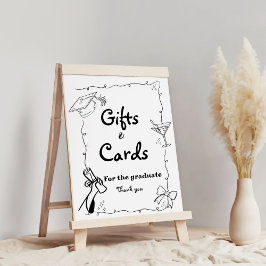 Poster Estilo de doodles Presentes de Graduação Desenhada