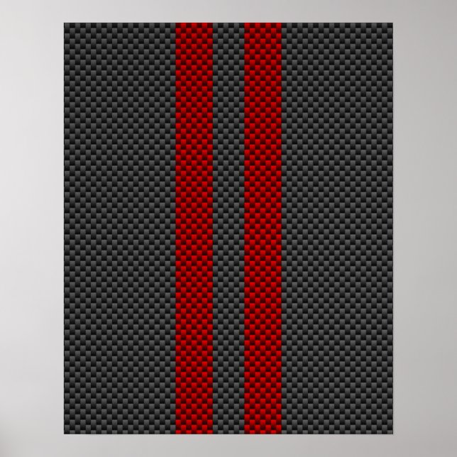 Póster Estilo de Fibra de Carbono Vermelho Borgonha Estim (Frente)