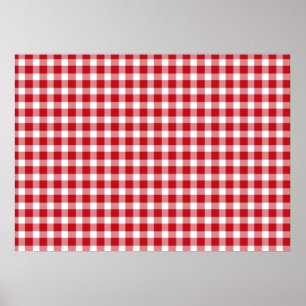 Póster Estilo de Gingham Vermelho e Branco