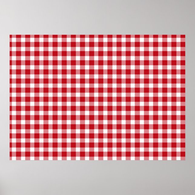 Póster Estilo de Gingham Vermelho e Branco (Frente)