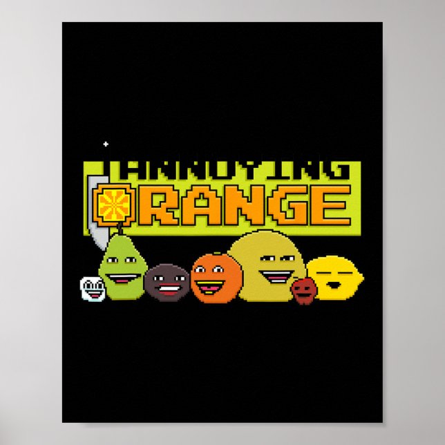Poster Estilo de Jogo de Vídeo Laranja 8-bit (Frente)