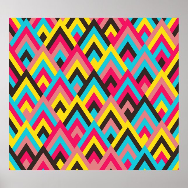 Poster Estilo de losango de padrão perfeito. Abstrato col (Frente)