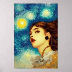 Poster Estilo de Noite Estrelada de Van Gogh Moderno Bele