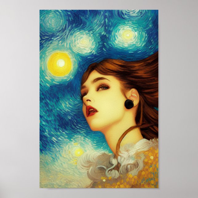 Poster Estilo de Noite Estrelada de Van Gogh Moderno Bele (Frente)