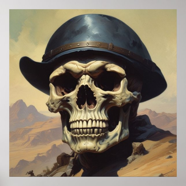 Poster Estilo de pintura a óleo de crânio Ilustração (Frente)
