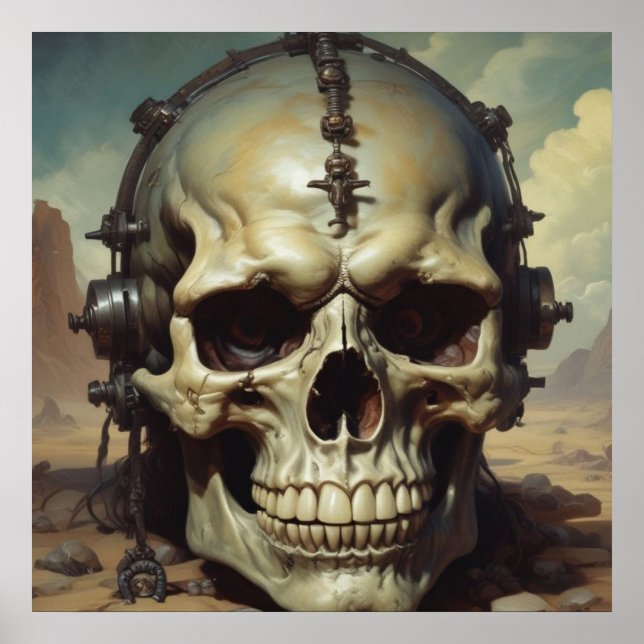 Poster Estilo de pintura a óleo de crânio Ilustração (Frente)