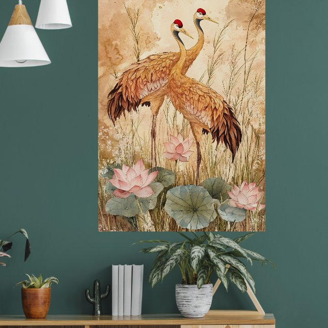Poster Estilo de pintura tradicional chinês de "flores e  (Sala de Estar 1)