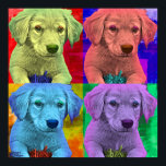 Póster Estilo de Pop de Arte com Puppy<br><div class="desc">Bonito Cachorro sentado na grama Pop Art, estilo colorido e vibrante de arte canina. Para amantes de cães de verdade!</div>