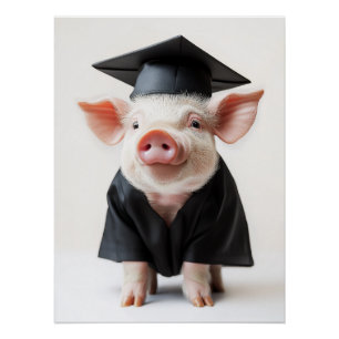 Póster Estilo de Porquinho do Dia de Graduação