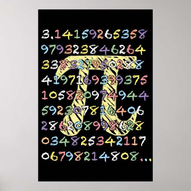 Poster Estilo de Quadro Divertido e Colorido Pi Calculado (Frente)