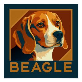 Póster Estilo de Retrô do Retrato do Beagle Clássico