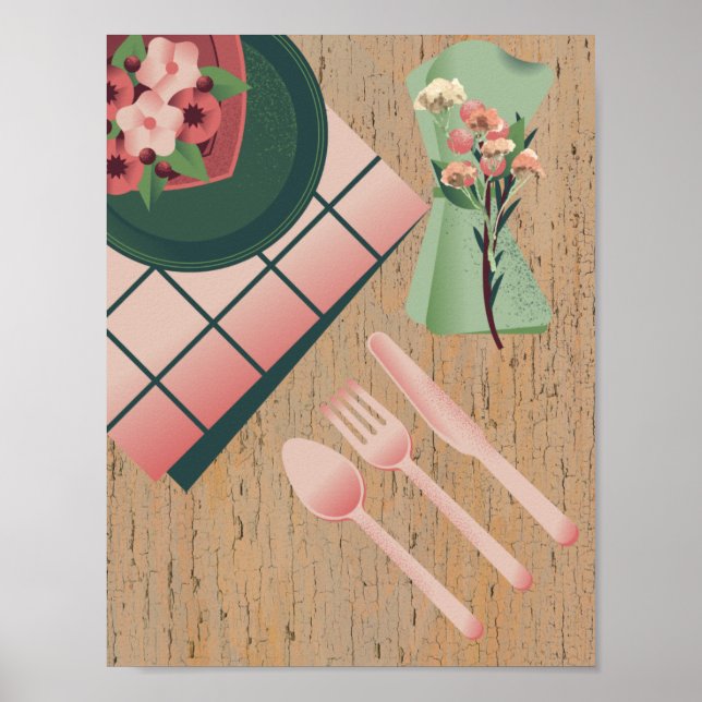 Poster Estilo de serviço de mesa para cozinha (Frente)