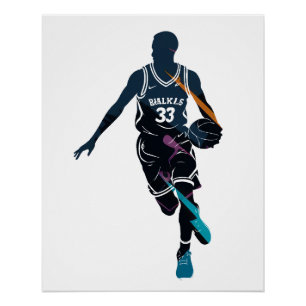 Póster Estilo de Silhueta Desafio do Esporte de Basquete