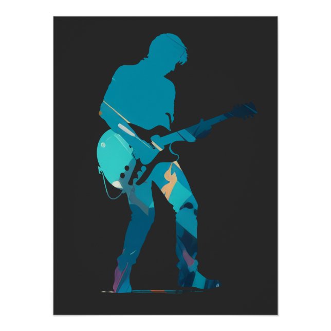 Póster Estilo de Silhueta Divertida do concerto do player (Frente)