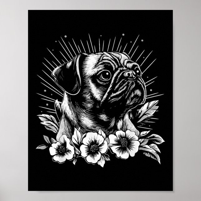 Poster Estilo de Tatuagem do Pó do Cachorro Retro (Frente)