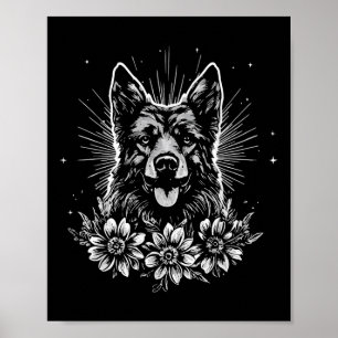 Poster Estilo de Tatuagem German shepherd do Lover Cão Re