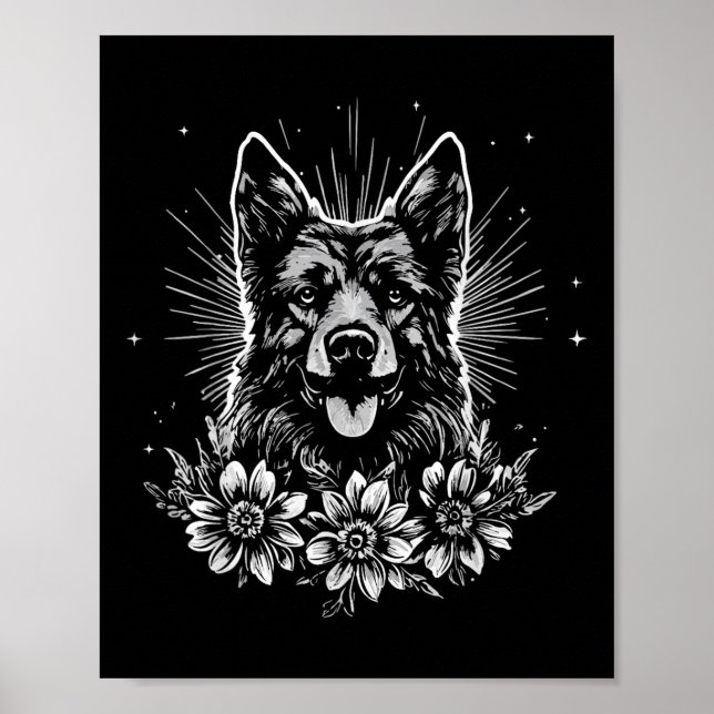 Poster Estilo de Tatuagem German shepherd do Lover Cão Re (Frente)