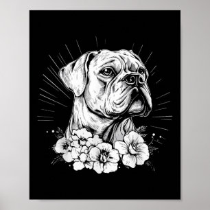 Poster Estilo de Tatuagem Lover Boxer Cachorro Retroativo