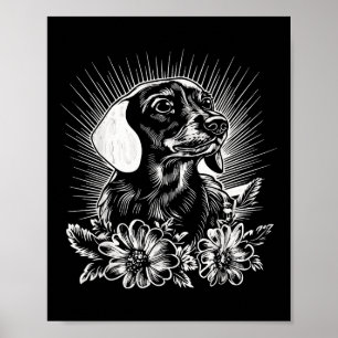 Poster Estilo de Tatuagem Lover Dachshund Retro Cão _1