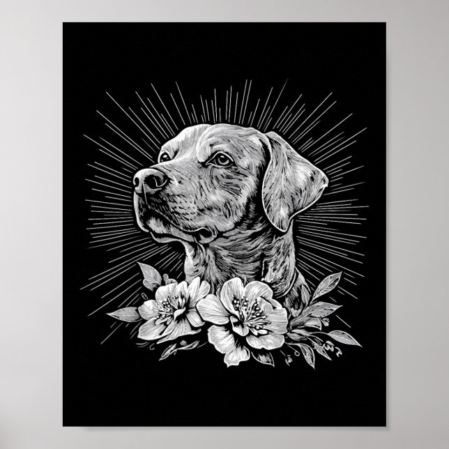 Poster Estilo de Tatuagem Lover Labrador Retriever Cão Re (Frente)