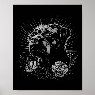 Poster Estilo de Tatuagem Lover Rottweiler Cão Retroativo