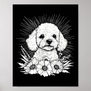 Poster Estilo de Tatuagem Pó de Pó de Piso Retroativo Cão