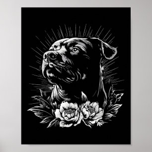 Poster Estilo de Tatuagem Retroativa Rottweiler Cão Lover